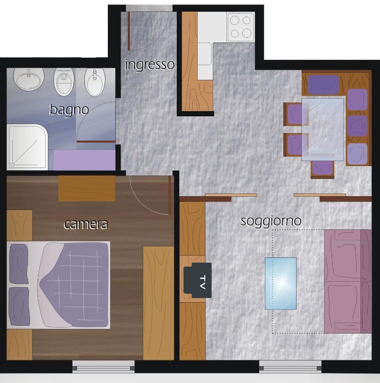 Appartamento con 1 Camera da Letto (4 Adulti)