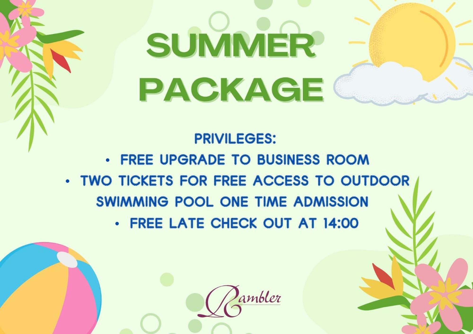 Summer Upgrade to Room Pool access 2 per room per